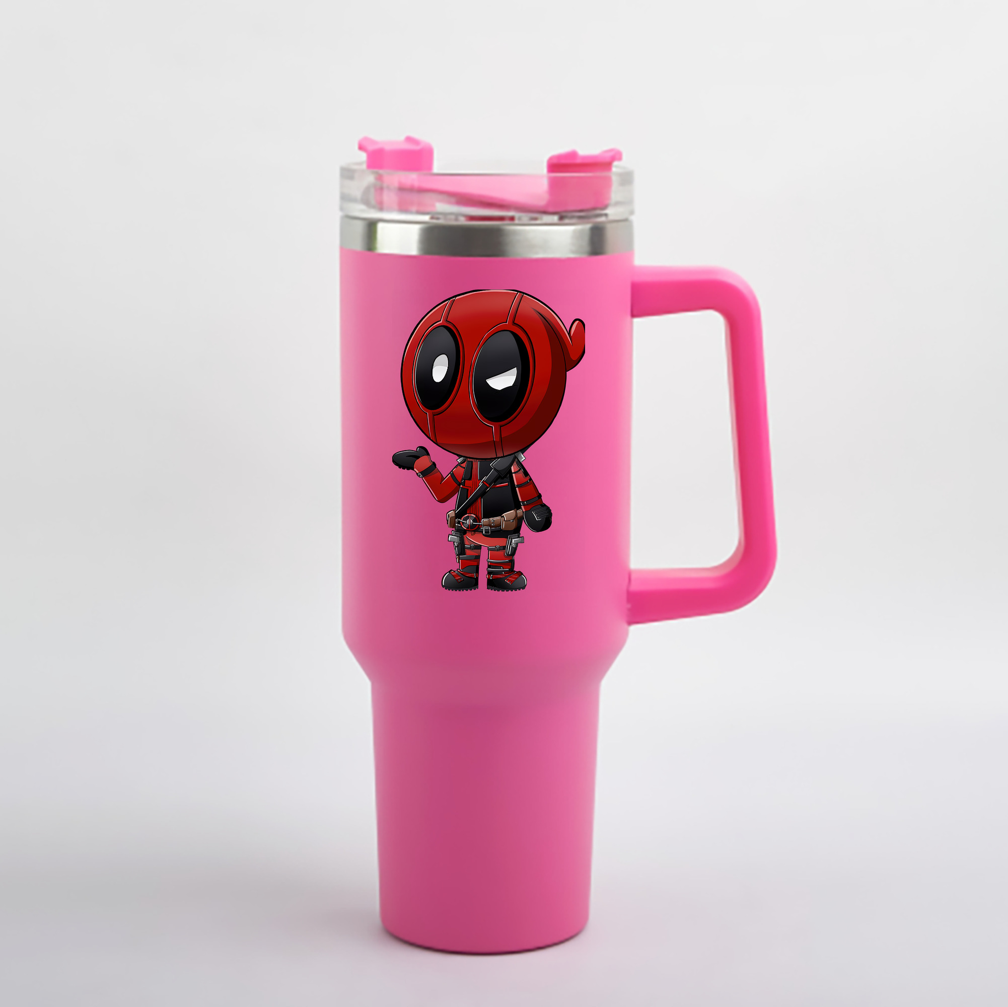 （画像用） Deadpool デッドプール 1200mL車用タンブラー - クリスタルステッカー（プラスチックストロー付き）